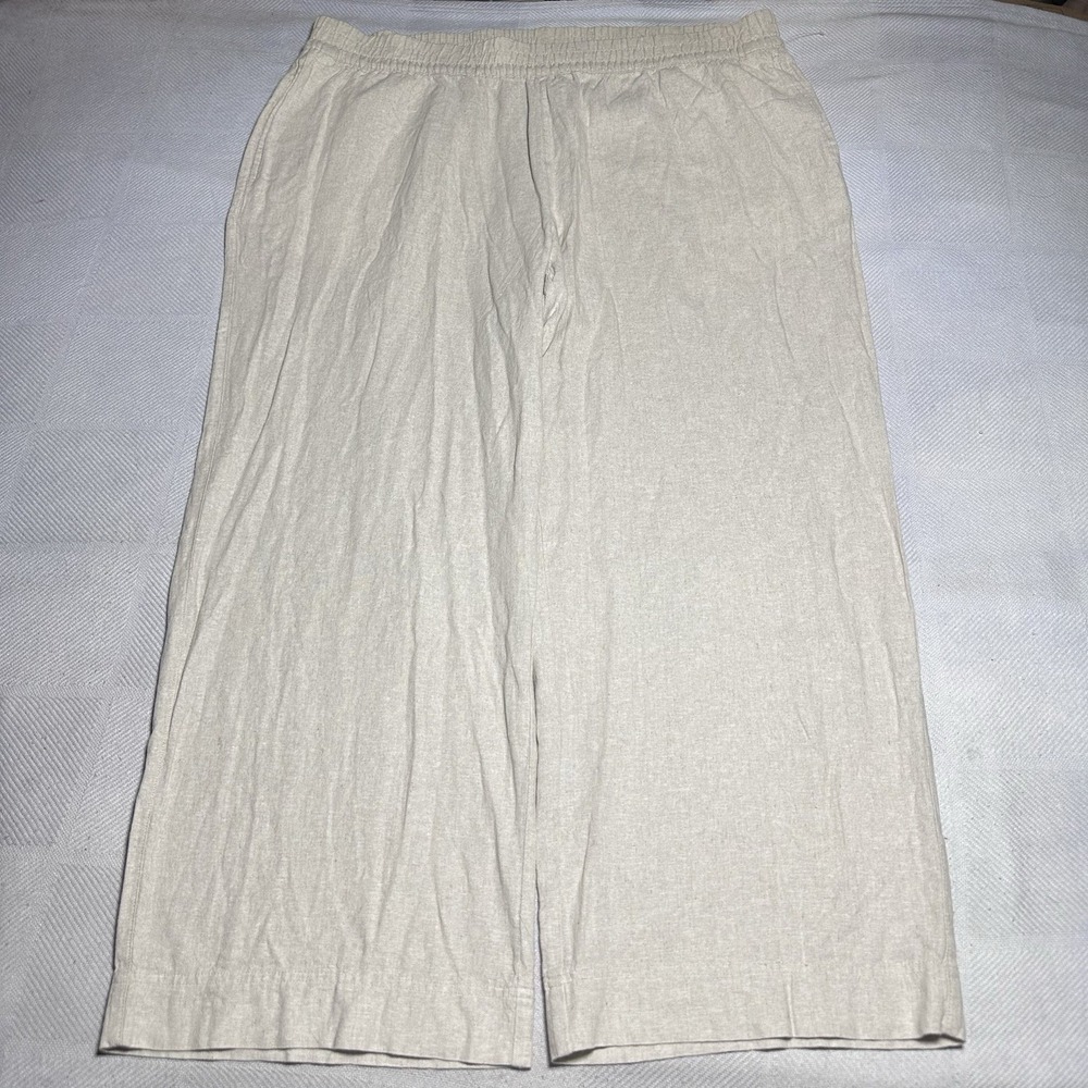 NEW Old Navy Flax Linen Blend Wide Leg Pants Womens 2XL High Rise Brown NWOT